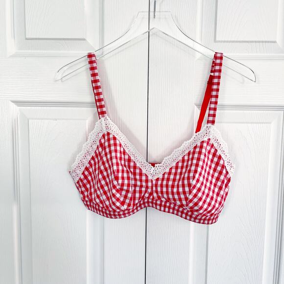 Colsie Red Gingham Woven Bralette - Picture 2 of 9